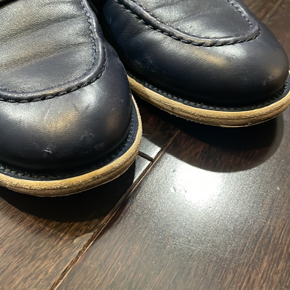 CHANEL Navy Leather Penny Loafers - Picture 9 of 12
